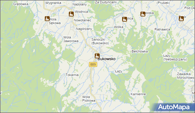 mapa Bukowsko, Bukowsko na mapie Targeo
