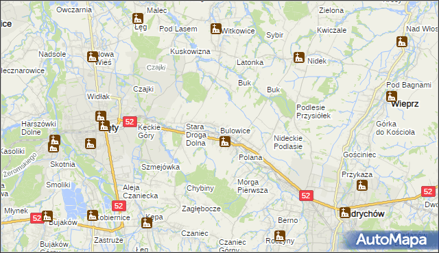 mapa Bulowice, Bulowice na mapie Targeo