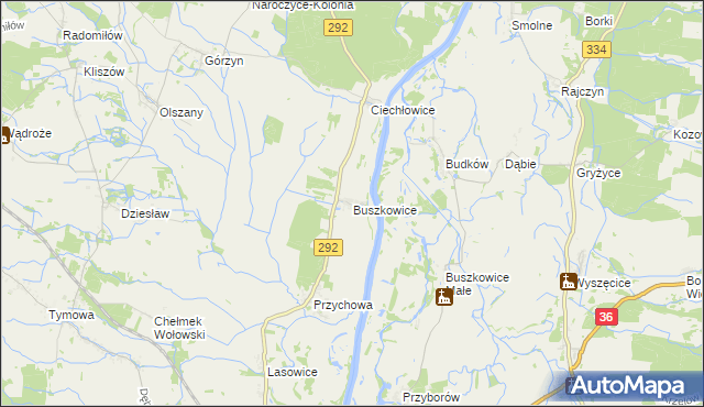 mapa Buszkowice gmina Ścinawa, Buszkowice gmina Ścinawa na mapie Targeo