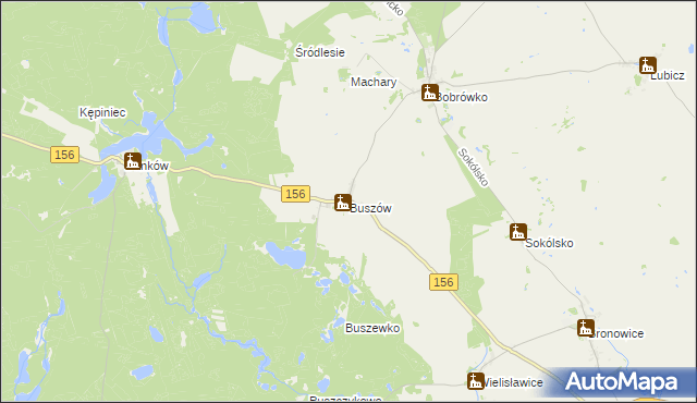 mapa Buszów gmina Strzelce Krajeńskie, Buszów gmina Strzelce Krajeńskie na mapie Targeo