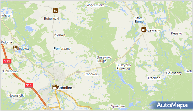 mapa Buszynko Drugie, Buszynko Drugie na mapie Targeo