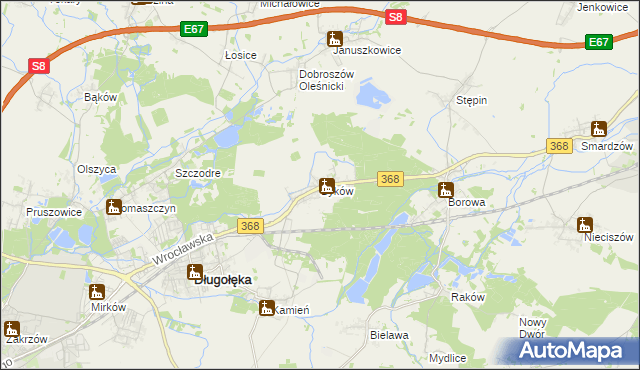 mapa Byków, Byków na mapie Targeo