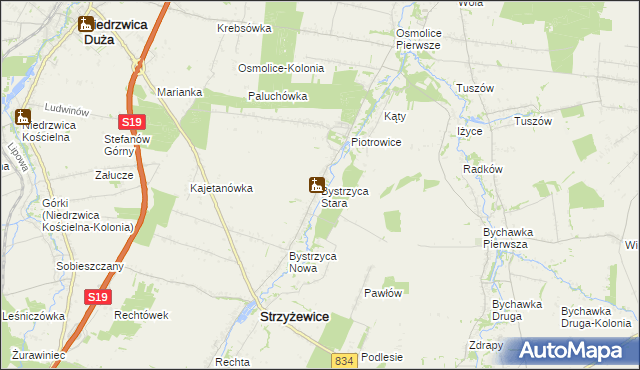 mapa Bystrzyca Stara, Bystrzyca Stara na mapie Targeo