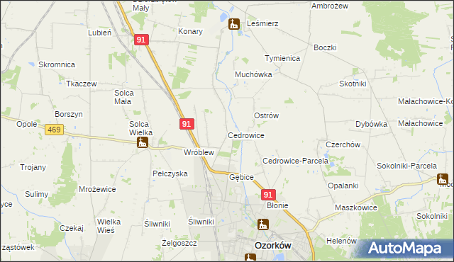 mapa Cedrowice, Cedrowice na mapie Targeo