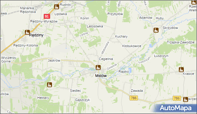 mapa Cegielnia gmina Mstów, Cegielnia gmina Mstów na mapie Targeo