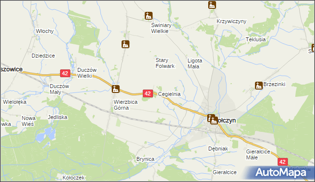 mapa Cegielnia gmina Wołczyn, Cegielnia gmina Wołczyn na mapie Targeo