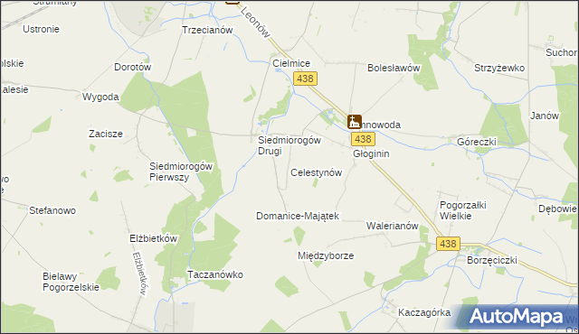 mapa Celestynów gmina Borek Wielkopolski, Celestynów gmina Borek Wielkopolski na mapie Targeo