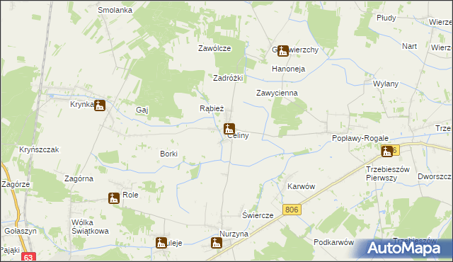 mapa Celiny gmina Trzebieszów, Celiny gmina Trzebieszów na mapie Targeo