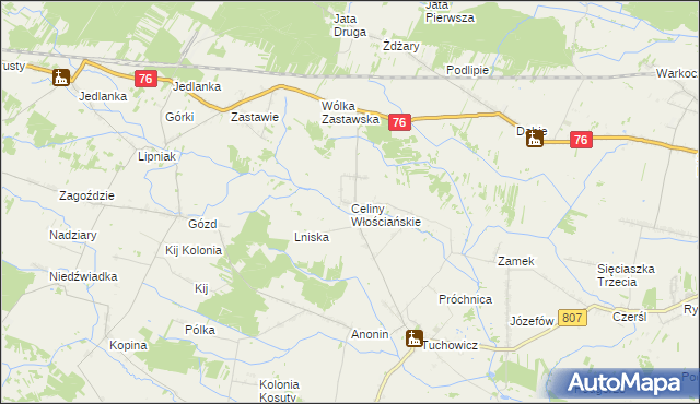 mapa Celiny Włościańskie, Celiny Włościańskie na mapie Targeo