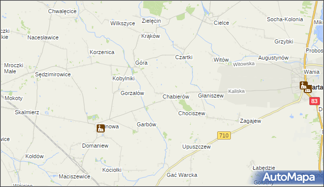 mapa Chabierów, Chabierów na mapie Targeo