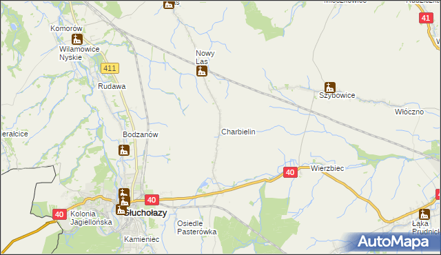 mapa Charbielin gmina Głuchołazy, Charbielin gmina Głuchołazy na mapie Targeo