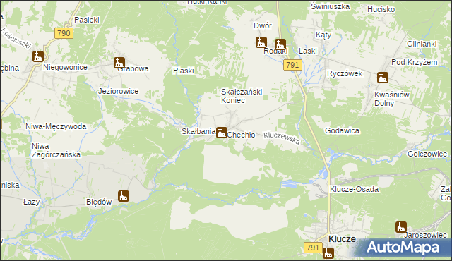 mapa Chechło gmina Klucze, Chechło gmina Klucze na mapie Targeo