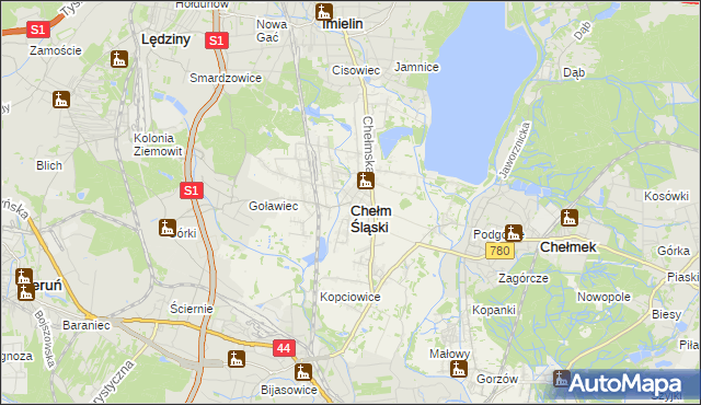 mapa Chełm Śląski, Chełm Śląski na mapie Targeo