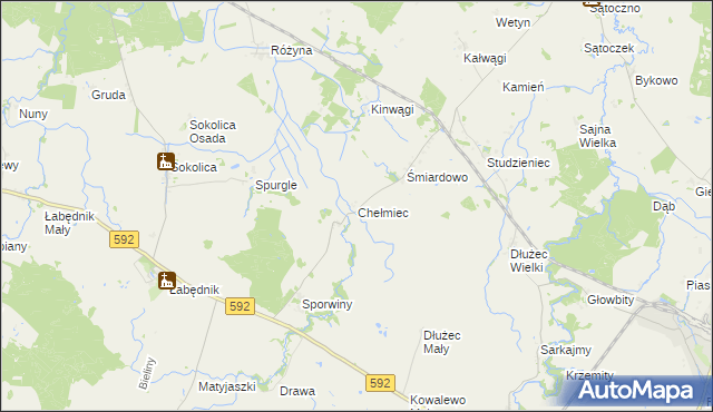 mapa Chełmiec gmina Sępopol, Chełmiec gmina Sępopol na mapie Targeo