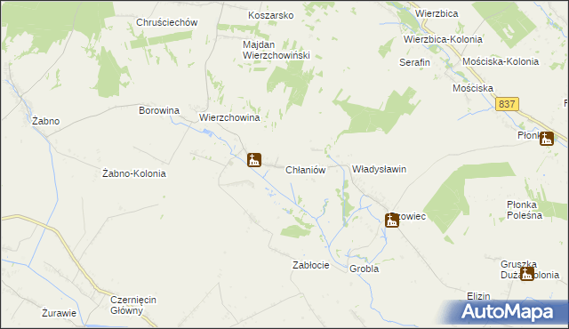 mapa Chłaniów, Chłaniów na mapie Targeo