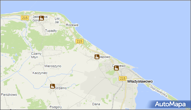 mapa Chłapowo gmina Władysławowo, Chłapowo gmina Władysławowo na mapie Targeo