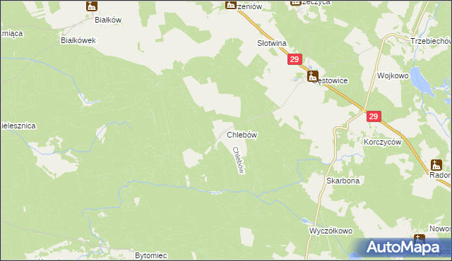 mapa Chlebów gmina Maszewo, Chlebów gmina Maszewo na mapie Targeo