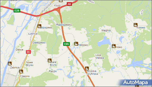 mapa Chlebowo gmina Gryfino, Chlebowo gmina Gryfino na mapie Targeo