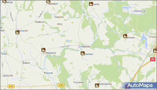 mapa Chlebowo gmina Stara Dąbrowa, Chlebowo gmina Stara Dąbrowa na mapie Targeo