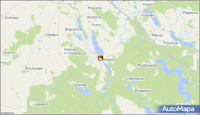 mapa Chłopowo gmina Krzęcin, Chłopowo gmina Krzęcin na mapie Targeo