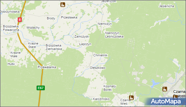 mapa Chmielnik gmina Czarna Białostocka, Chmielnik gmina Czarna Białostocka na mapie Targeo