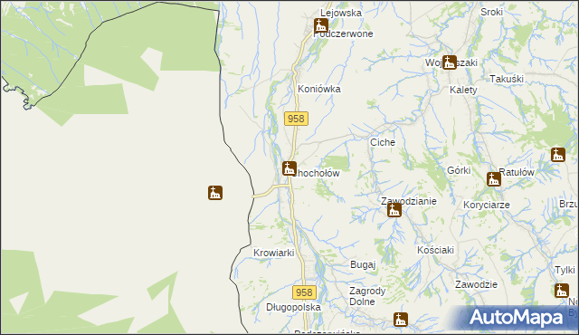 mapa Chochołów gmina Czarny Dunajec, Chochołów gmina Czarny Dunajec na mapie Targeo