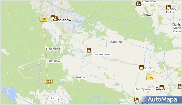 mapa Chocianowiec, Chocianowiec na mapie Targeo