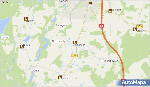 mapa Chociule, Chociule na mapie Targeo