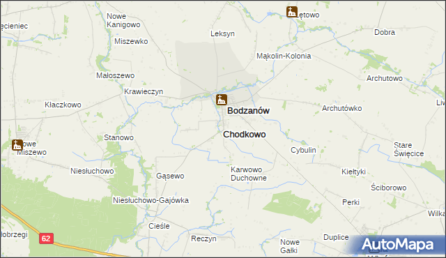 mapa Chodkowo, Chodkowo na mapie Targeo