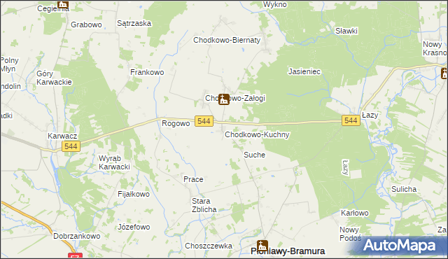 mapa Chodkowo-Kuchny, Chodkowo-Kuchny na mapie Targeo