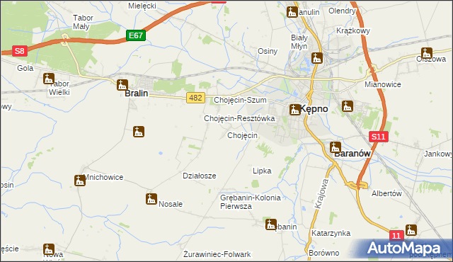 mapa Chojęcin, Chojęcin na mapie Targeo