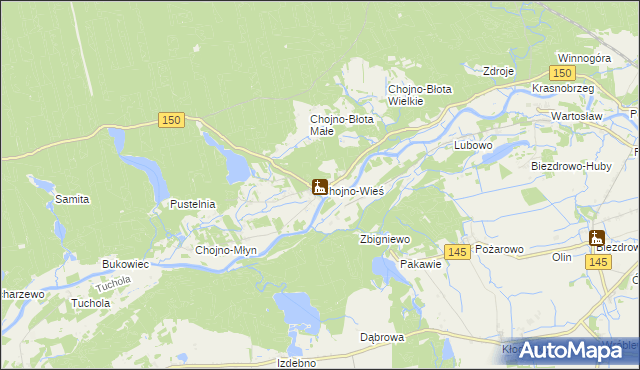 mapa Chojno-Wieś, Chojno-Wieś na mapie Targeo