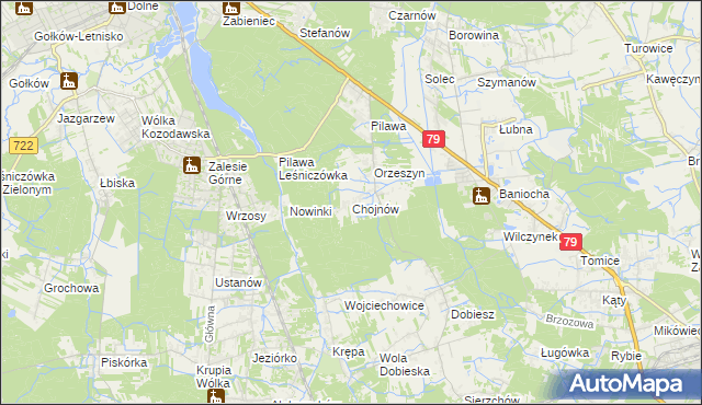 mapa Chojnów gmina Piaseczno, Chojnów gmina Piaseczno na mapie Targeo