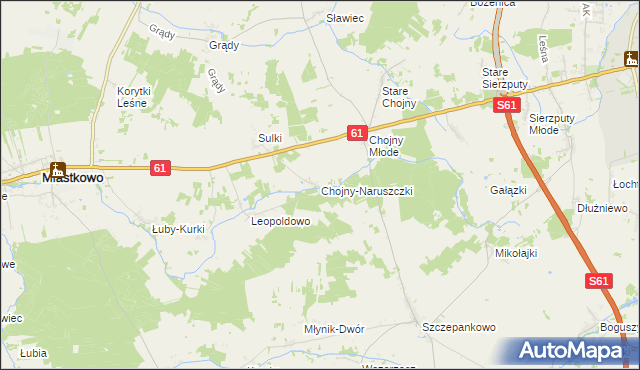 mapa Chojny-Naruszczki, Chojny-Naruszczki na mapie Targeo