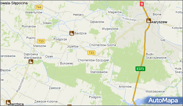 mapa Chomentów-Puszcz, Chomentów-Puszcz na mapie Targeo