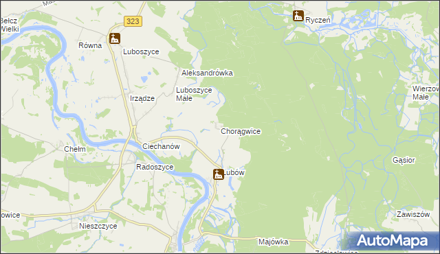 mapa Chorągwice, Chorągwice na mapie Targeo