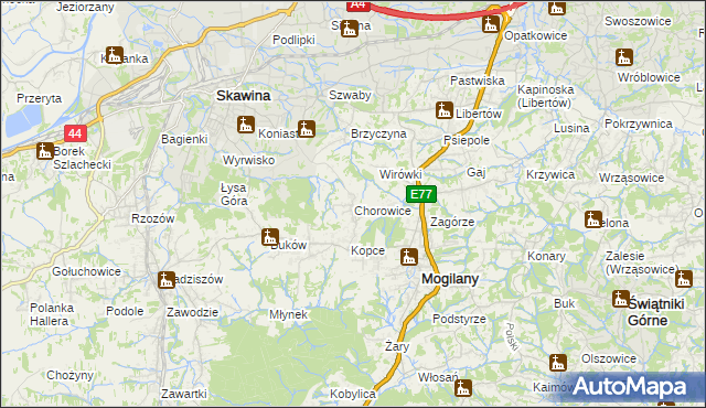 mapa Chorowice, Chorowice na mapie Targeo