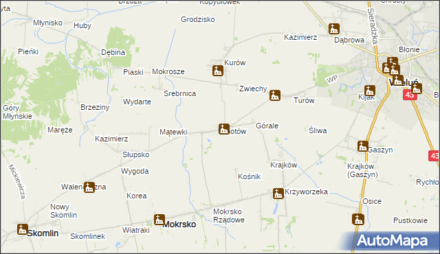 mapa Chotów gmina Mokrsko, Chotów gmina Mokrsko na mapie Targeo