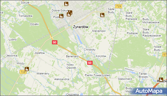 mapa Chroboty, Chroboty na mapie Targeo