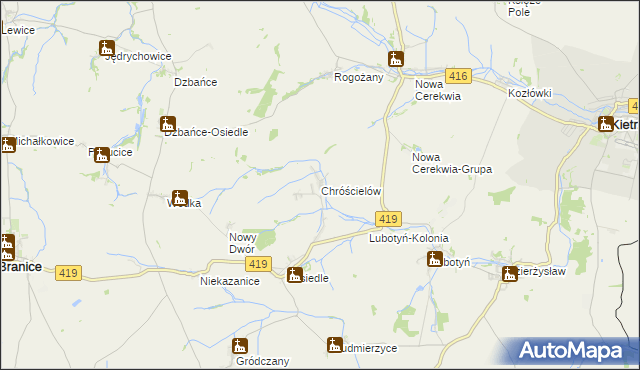 mapa Chróścielów, Chróścielów na mapie Targeo