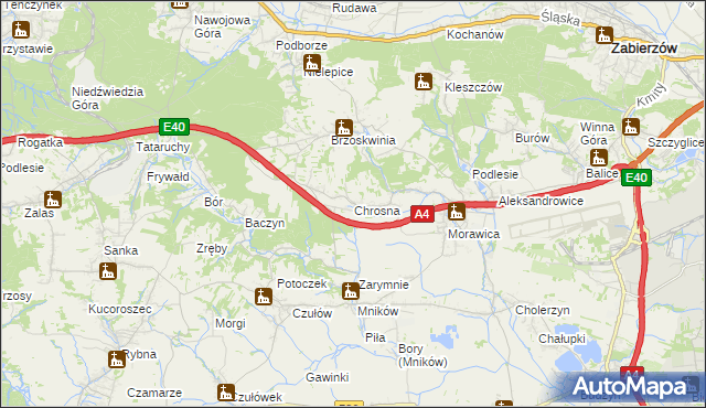 mapa Chrosna gmina Liszki, Chrosna gmina Liszki na mapie Targeo