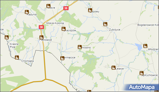 mapa Chróstno, Chróstno na mapie Targeo