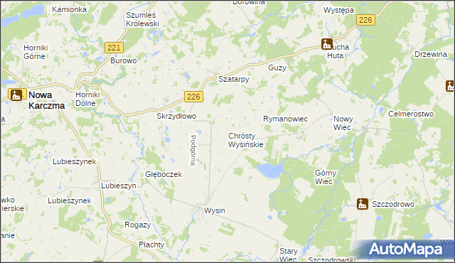 mapa Chrósty Wysińskie, Chrósty Wysińskie na mapie Targeo