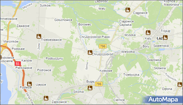 mapa Chruszczobród, Chruszczobród na mapie Targeo