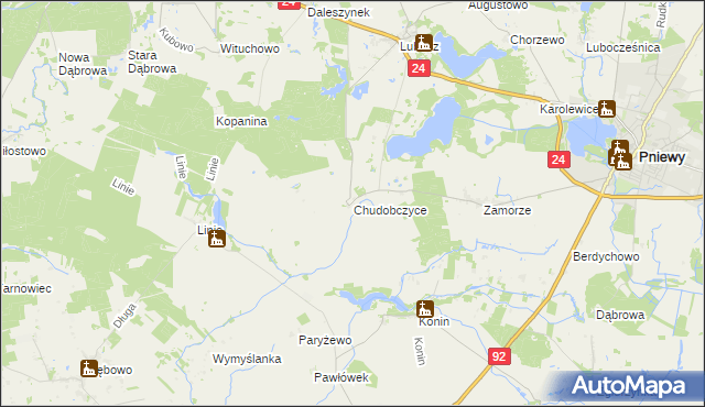 mapa Chudobczyce, Chudobczyce na mapie Targeo