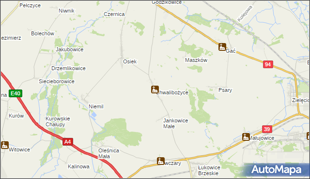 mapa Chwalibożyce, Chwalibożyce na mapie Targeo