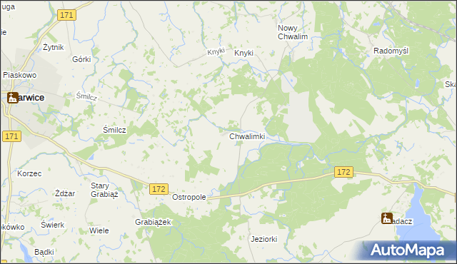 mapa Chwalimki, Chwalimki na mapie Targeo