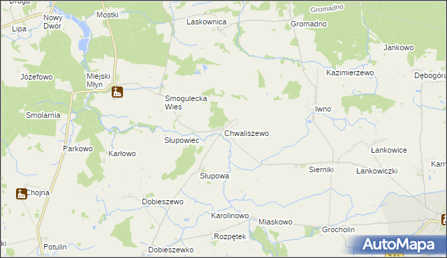 mapa Chwaliszewo gmina Kcynia, Chwaliszewo gmina Kcynia na mapie Targeo