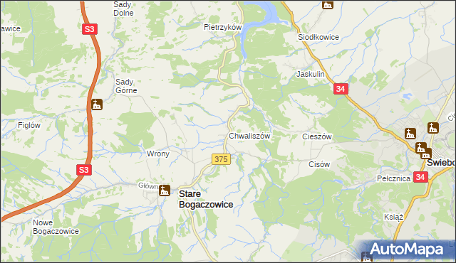 mapa Chwaliszów, Chwaliszów na mapie Targeo