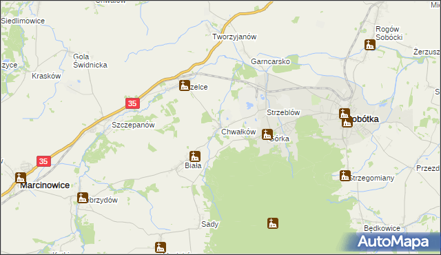 mapa Chwałków, Chwałków na mapie Targeo